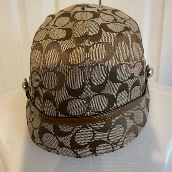 COACH Tan/Brown Signature Pattern “Karee” Cap, Size M/L - Picture 1 of 5